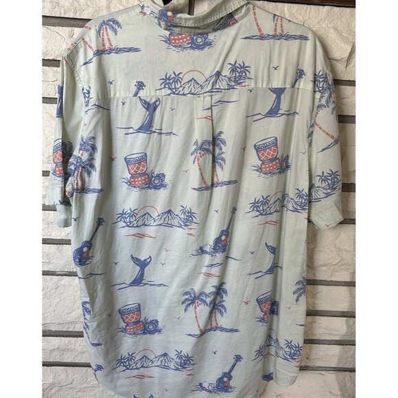 Chaps Men's Button-Up Shirt Tropical Print Short Sleeve XL Cotton Blend Resort - Picture 6 of 7